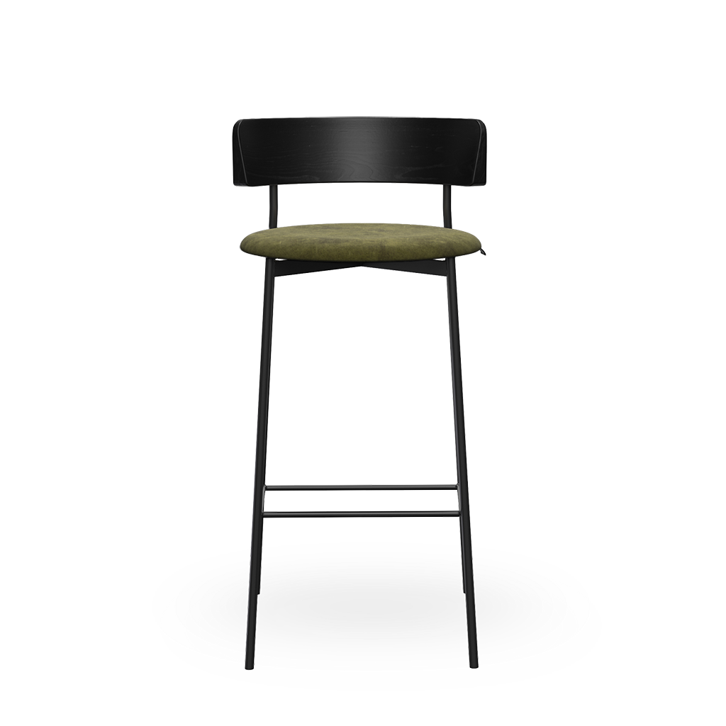 Friday Bar / Counter Stool Black - Upholstered Seat