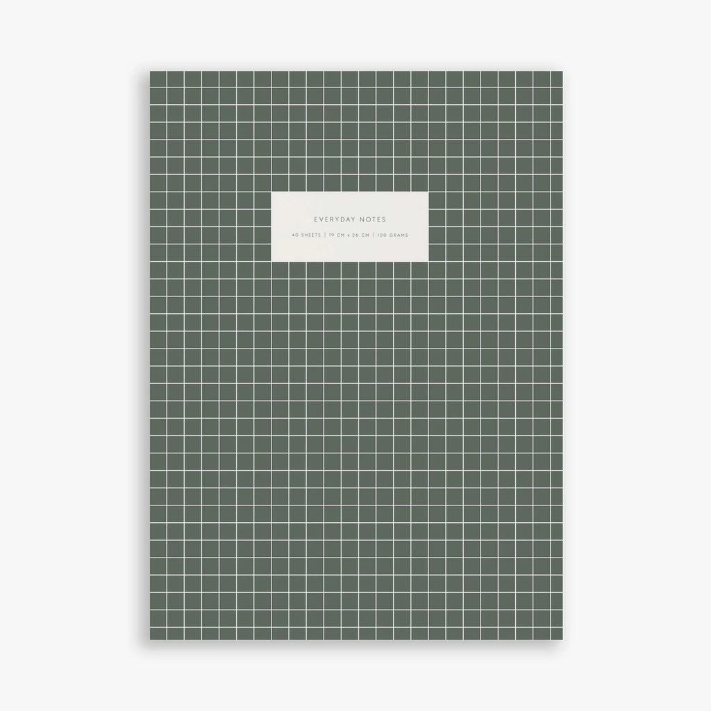 Large Notebook - Check Sage Green