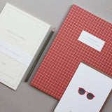 Large Notebook - Check Brick Red
