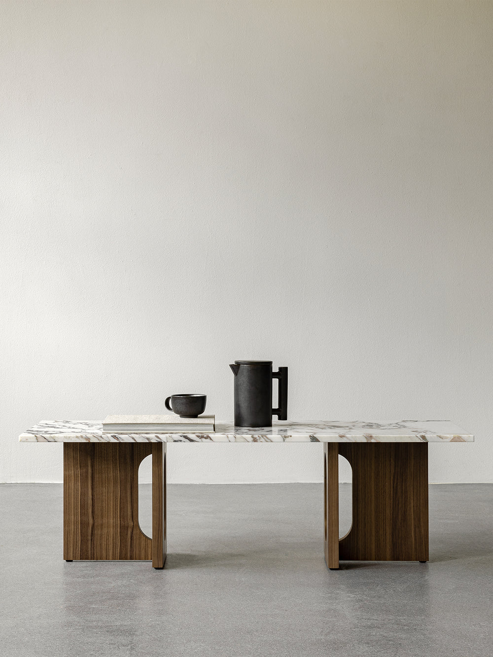 Androgyne Lounge Table, Walnut / Calacatta Viola marble