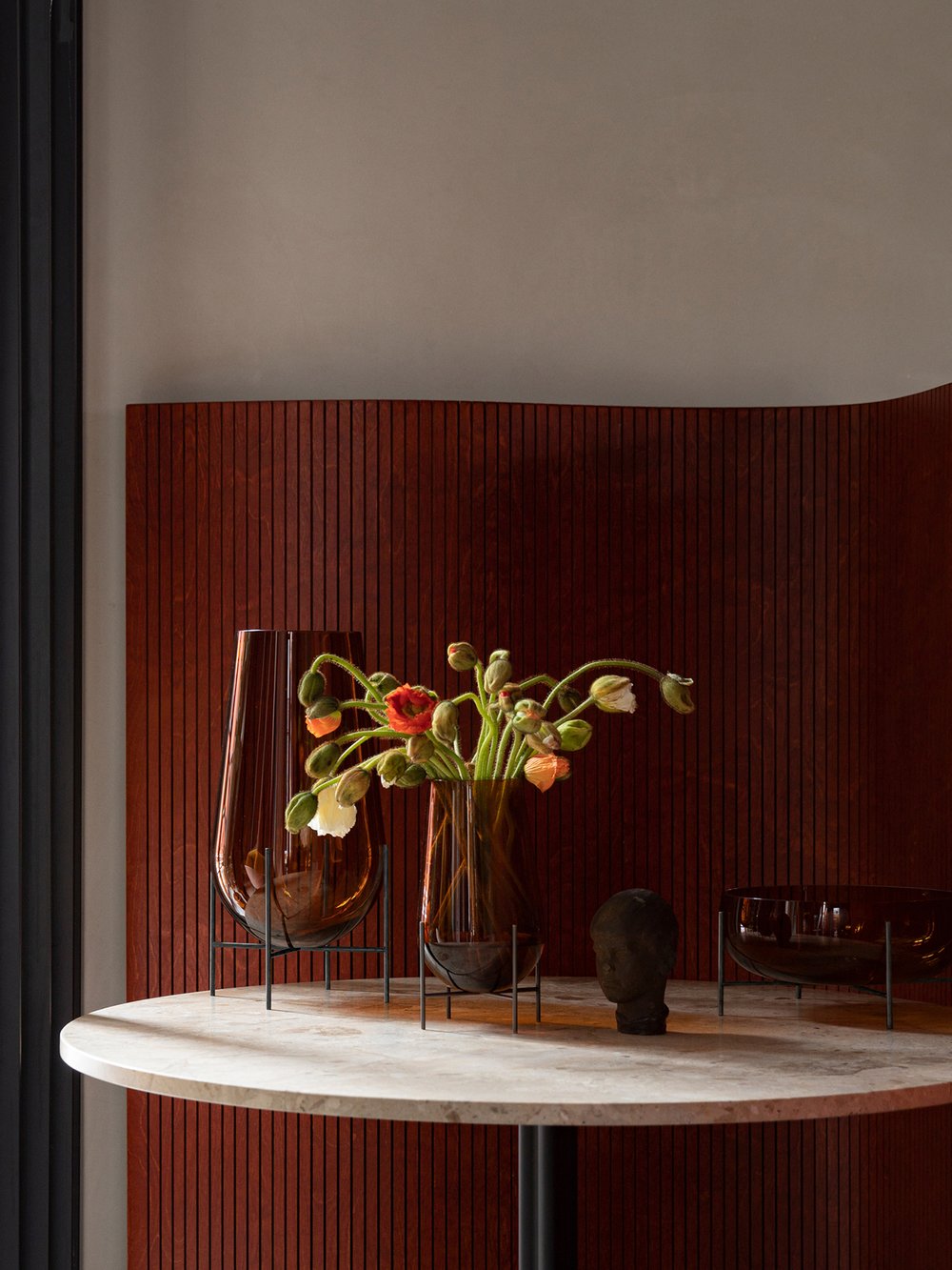 Échasse Vase Large - Bronzed brass, Amber glass