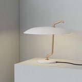 Lampă Model 537 - Structură alamă, reflector alb, bază marmură albă