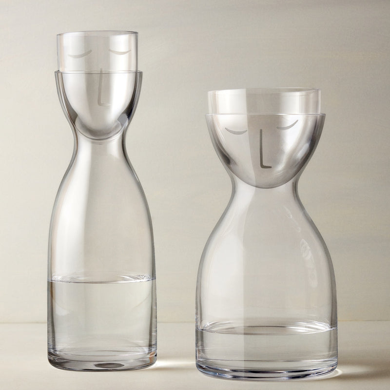Set mic Carafă și Pahar Mr. & Mrs. - transparent