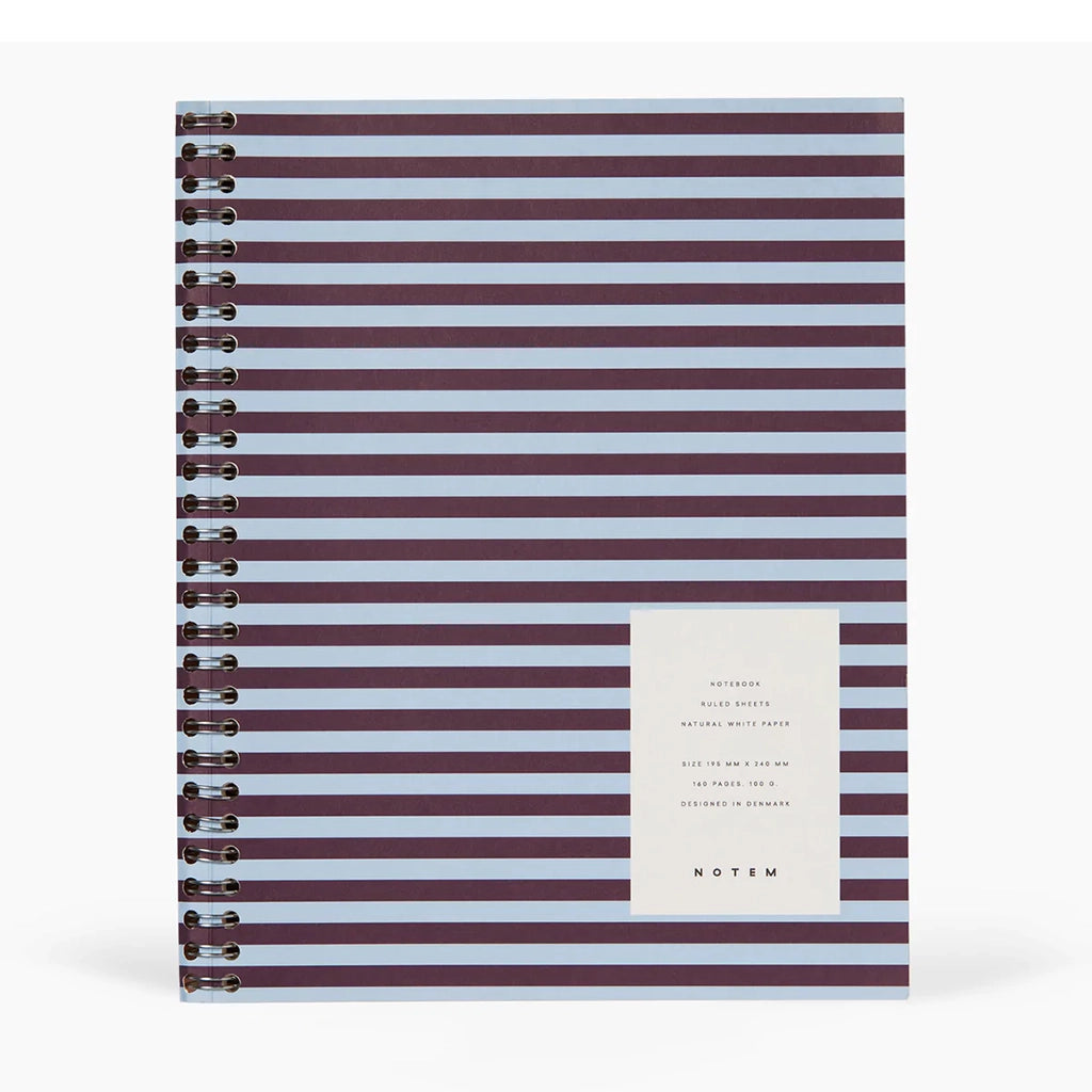 Nela Wirebound Spiral Notebook - Large, Bordeaux and blue