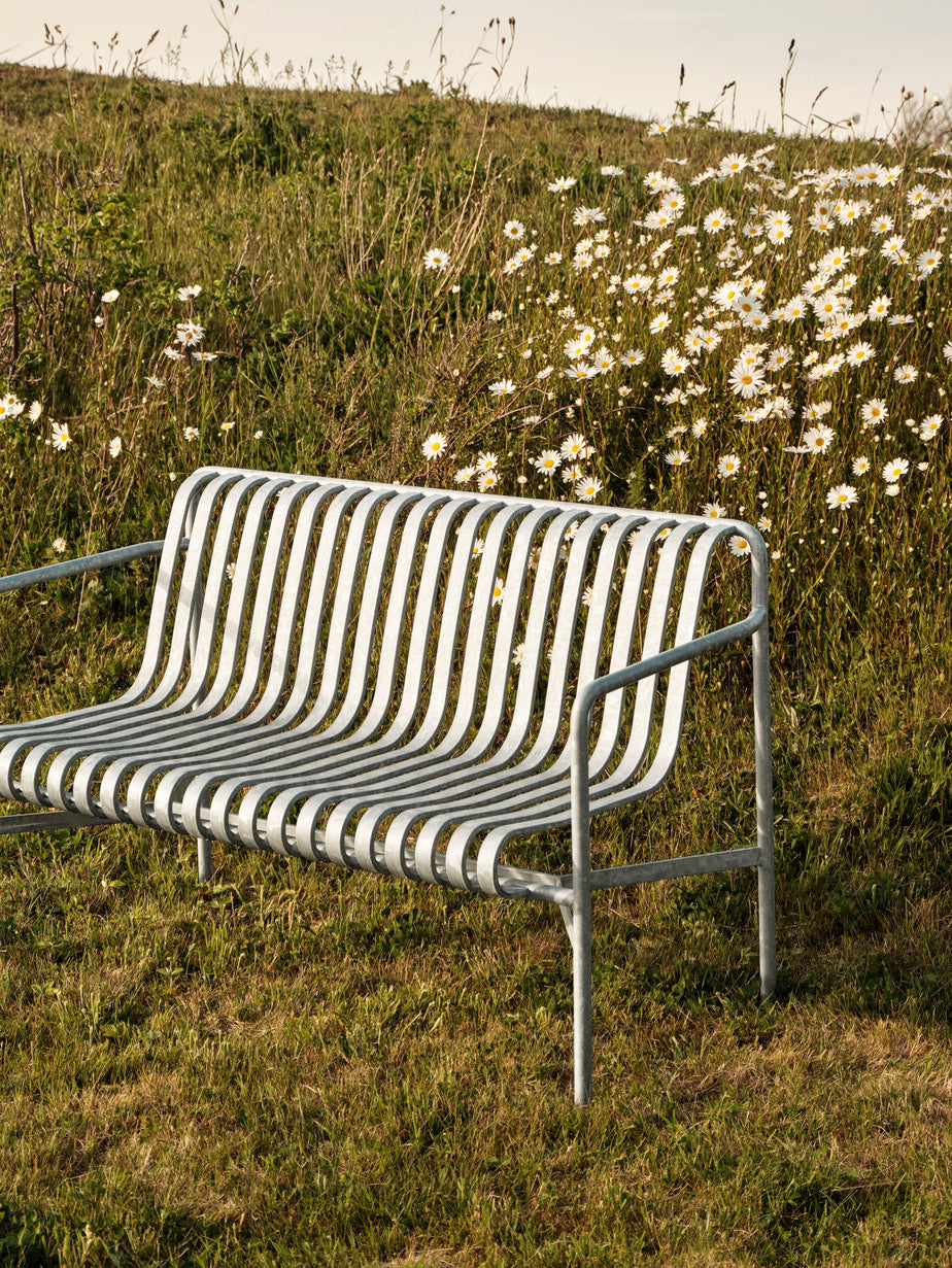 Palissade Dining Bench with Armrests - Hot Galvanised
