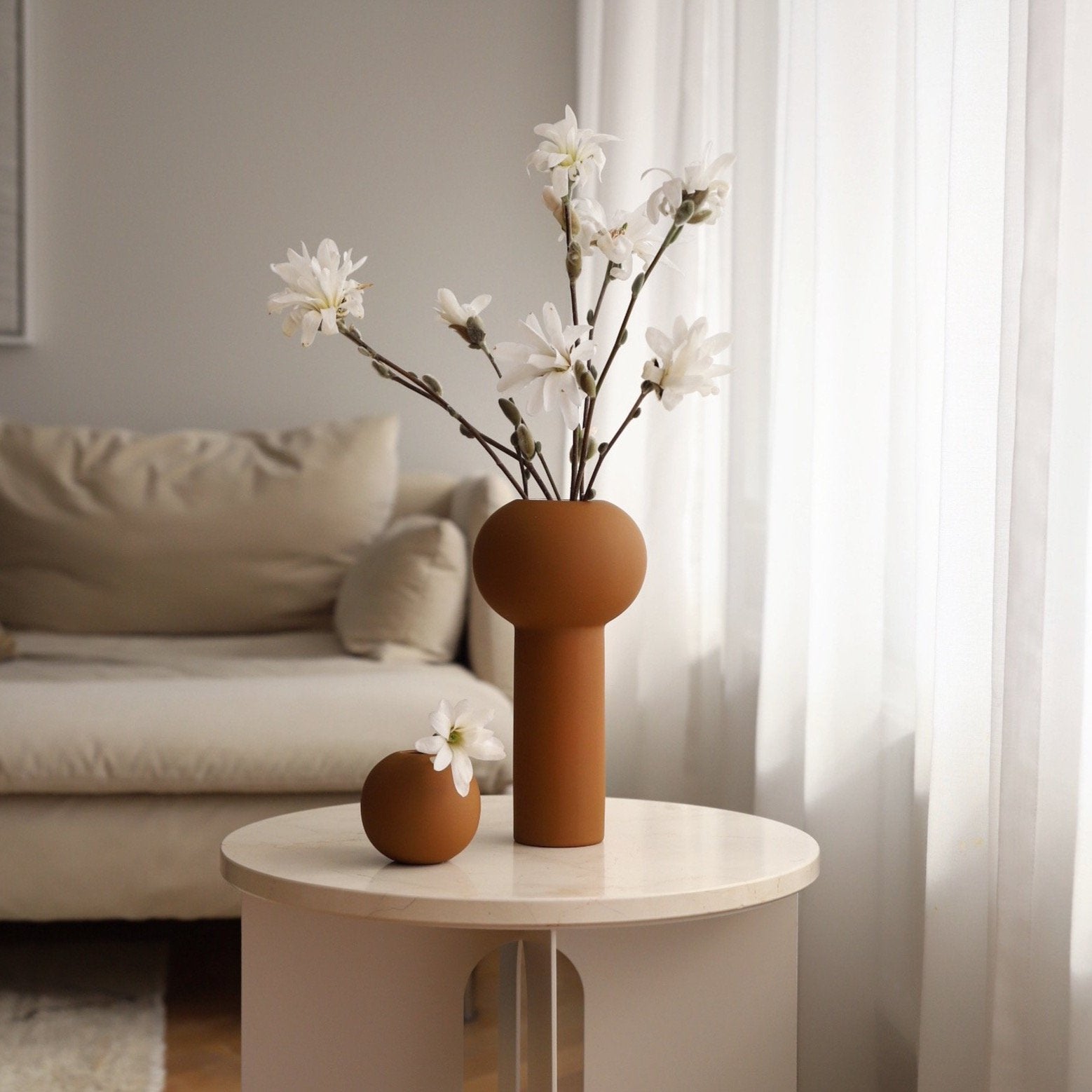 Androgyne Side Table Top - Crystal rose marble