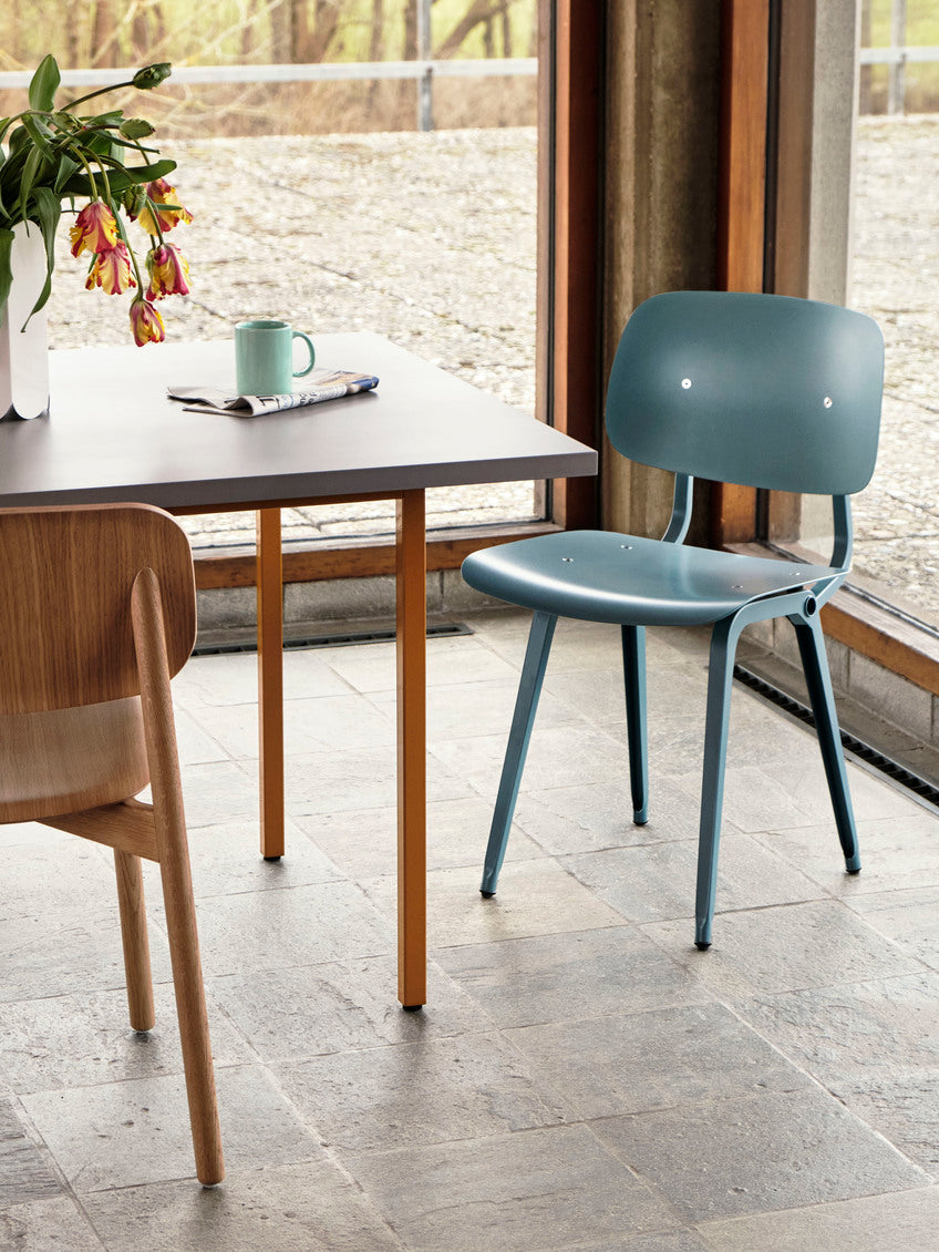 Two-Colour Rectangular Dining Table - Ochre, Light grey