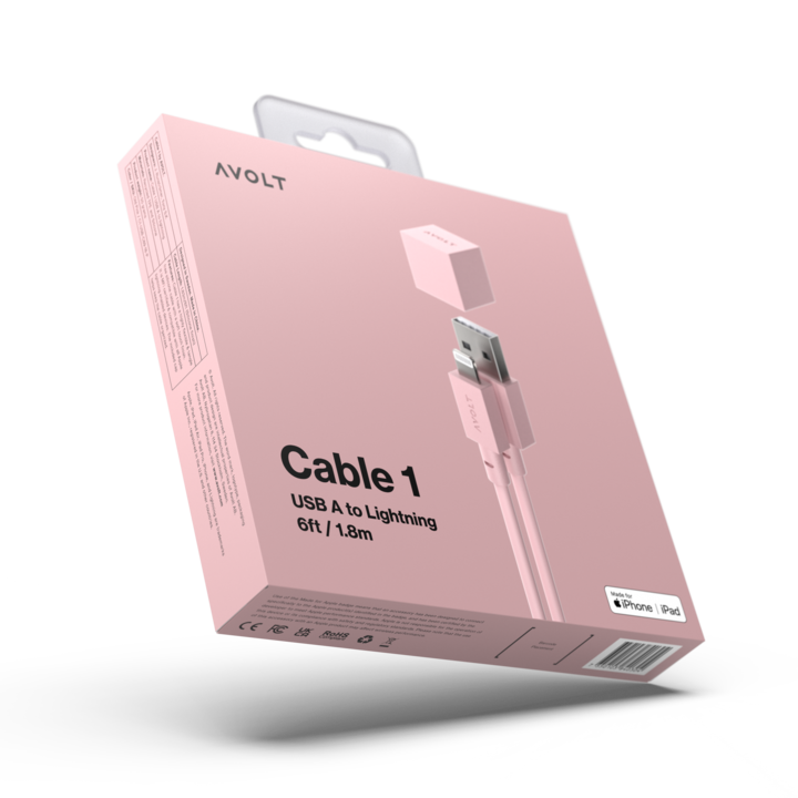 Cable 1 USB-A to Apple Lightning - Old Pink