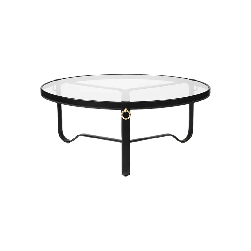 Adnet Coffee Table - Black Leather